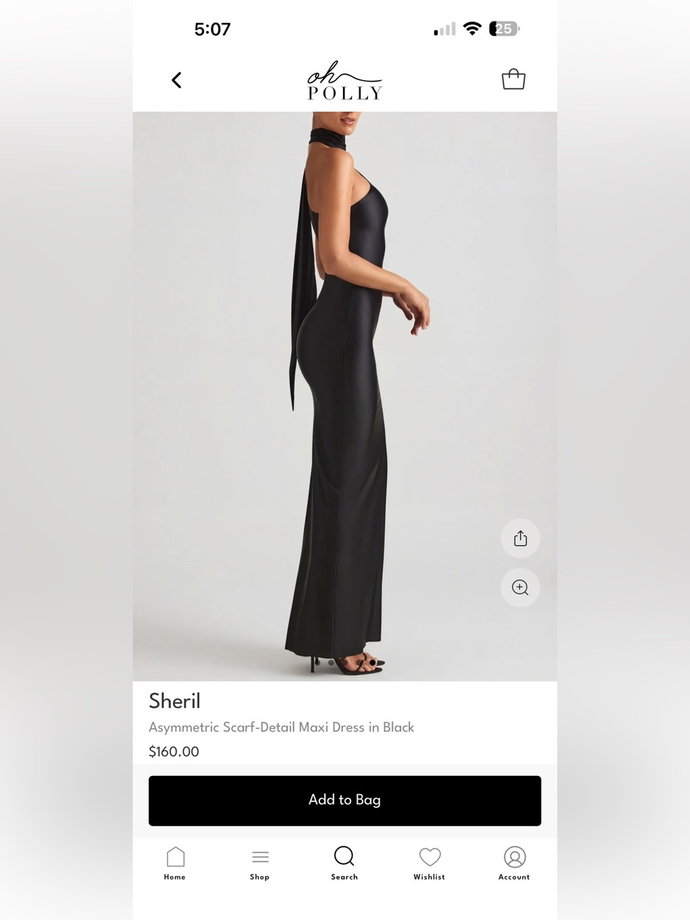 Oh Polly Sheril Asymmetric Scarf-Detail One Shoulder Maxi Dress with Slit in Blk - Picture 3 of 8